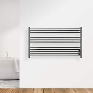 Amplia Dual 12-Bar Hardwired and Plug-In Electric Towel Warmer in Matte Black