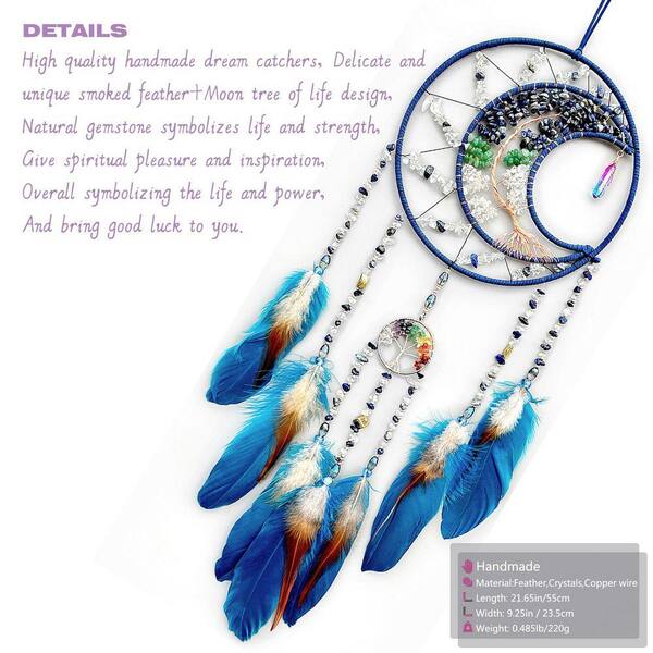 Tree of Life Dream Catcher-Handmade Rainbow Crystal Stone Wall