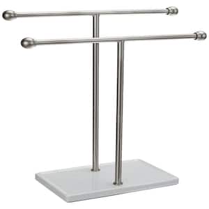 4.7 in. D x 7.4 in. W x 13.25 in. H Nickel Double-T Hand Towel Holder and Accessories Jewelry Stand