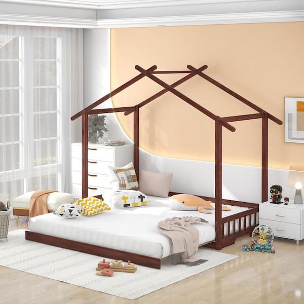 Qualler Walnut Twin Extending House Daybed