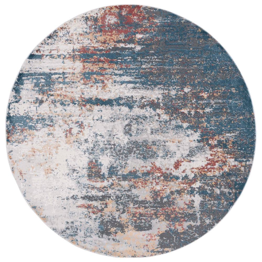 Vogue 7 ft. x 7 ft. Ivory/Blue Rust Distressed Marble Round Area Rug price history on PriceWatchPro