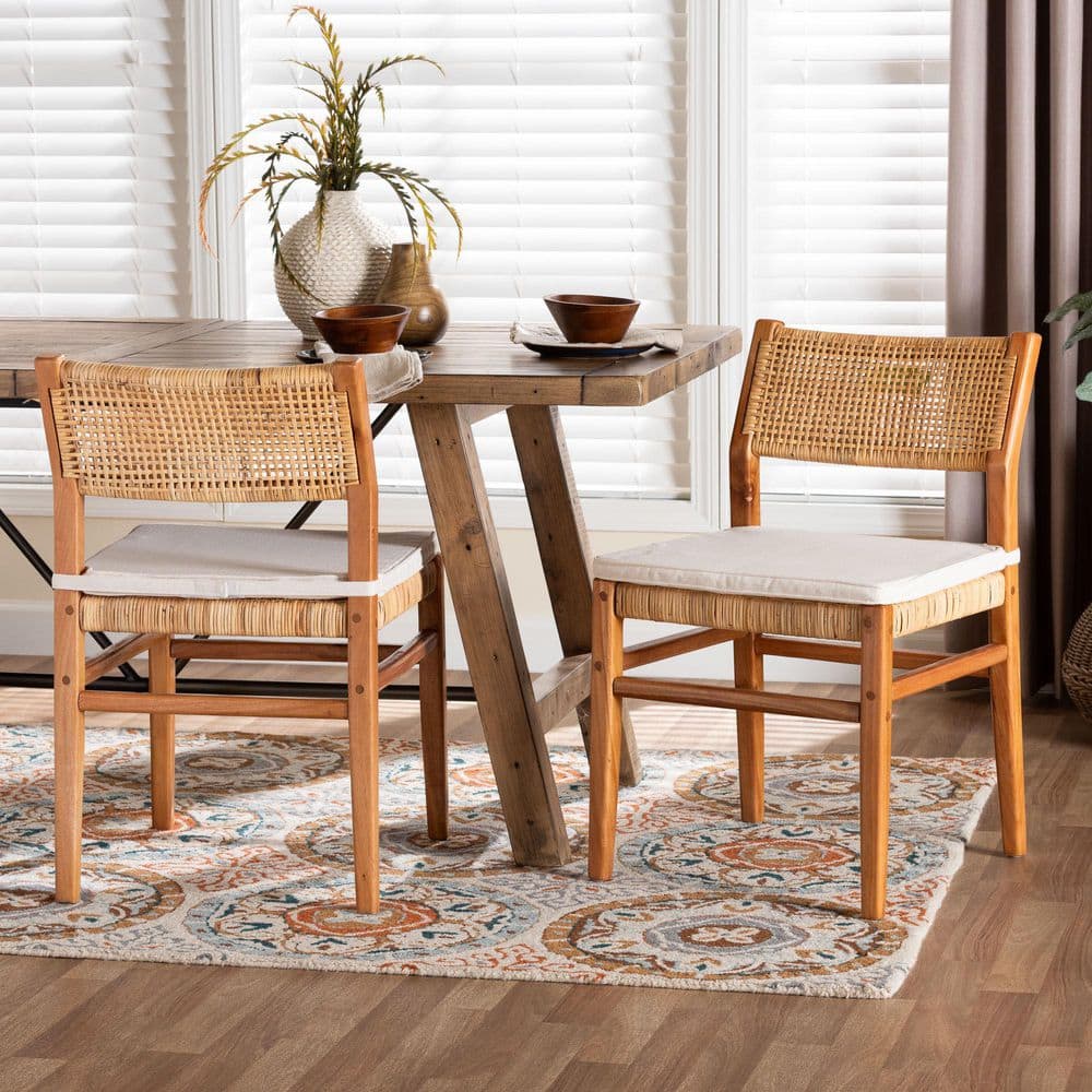 Chatura Light Honey Rattan and Mahogany Wood Dining Chair (Set of 2) price history on PriceWatchPro