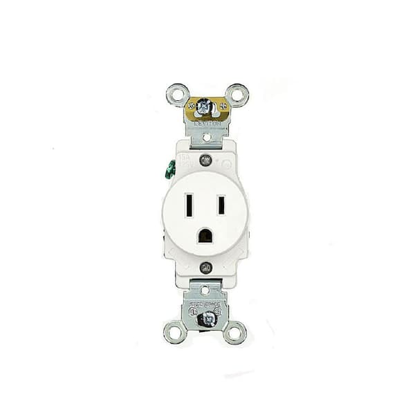 Leviton 15 Amp 125 V Industrial Grade Single Outlet/Receptacle, White (1-Pack) 5261-W