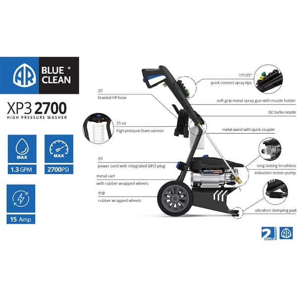2700 PSI 1.3 GPM Cold Water Electric Pressure Washer with Induction Motor