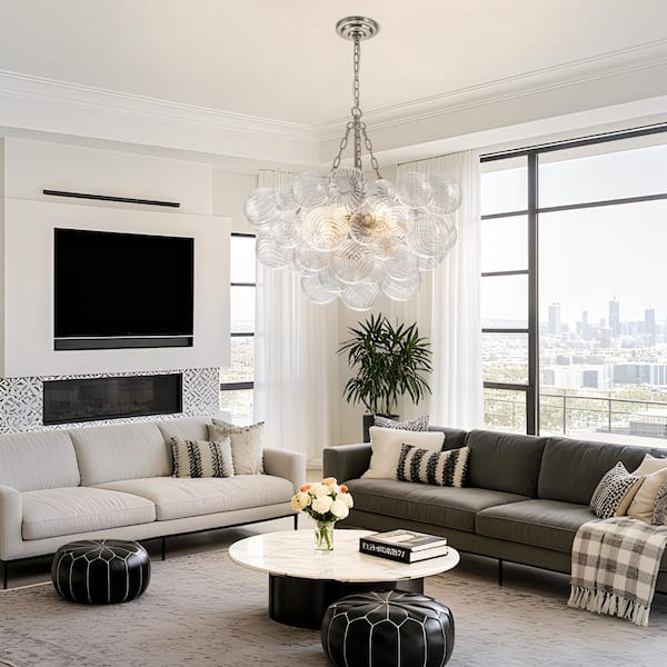 GoYeel Bublume 6-Light Mid-Century Nickel Bubble Chandelier with