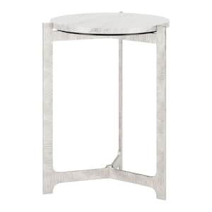 Barmas 19.3 in.W Silver 24.8 in. H Round Marble End Table