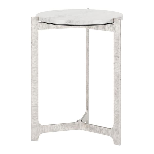 ZUO Barmas 19.3 in.W Silver 24.8 in. H Round Marble End Table