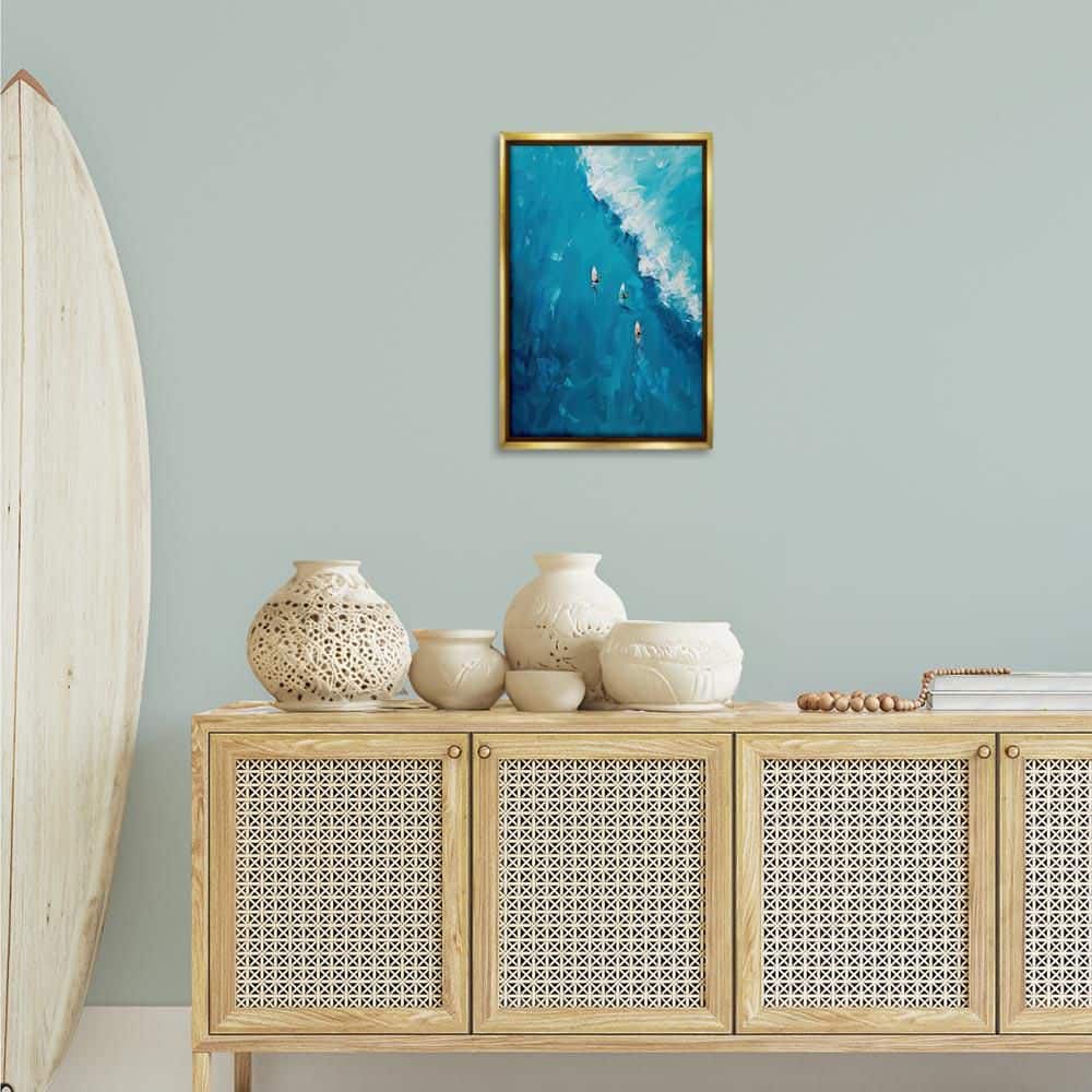 Aerial Surfers Approaching Wave by LSR Design Studio Gold Floater Frame Sports Graphic Art Print 25 in. x 17 in. price history on PriceWatchPro