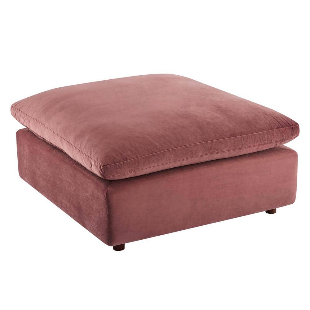 Dusty Rose Performance Velvet Overstuffed Ottoman 40"