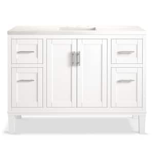 Chesil 48 in. W x 19.2 in. D x 36.1 in. H Single Sink Freestanding Bath Vanity in White with Quartz Top