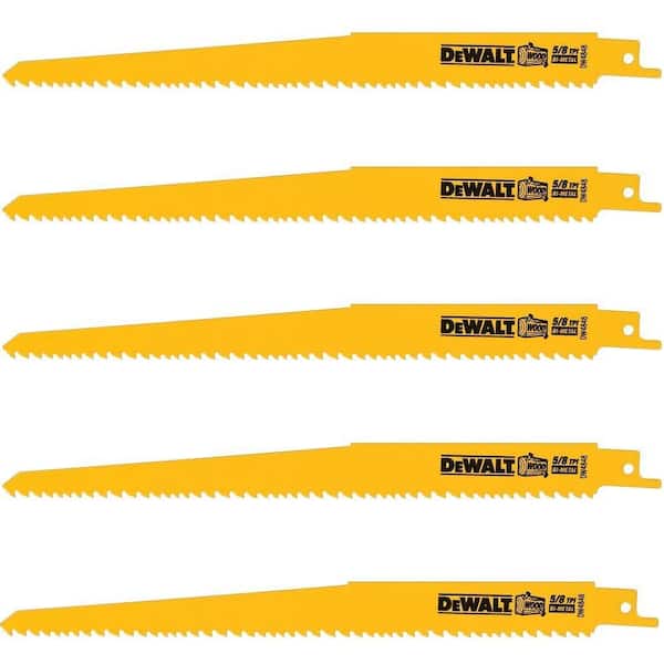 DEWALT 9 in. 5/8 TPI Taper Back Bi-Metal Reciprocating Saw Blade (5-Pack)