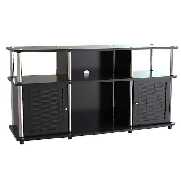 Convenience Concepts 47 in. Black Particle Board TV Stand Fits TVs Up to 50 in. with Storage Doors