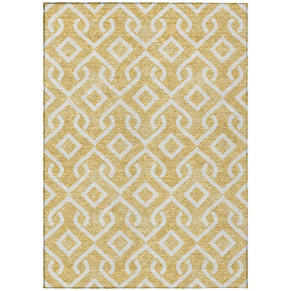 Gold, Ivory 8 ft. x 10 ft. Woven Geometric Polyester Rectangle Indoor/Outdoor Area Rug price history on PriceWatchPro