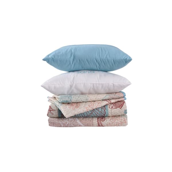 MODERN THREADS 4-Piece Multi-Colored Printed Reversible Venice Beach Twin Microfiber Quilt Set