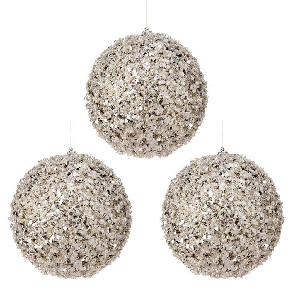 6 in. Glitter With Pearl Patterned Ball Ornament (Set of 3) price history on PriceWatchPro