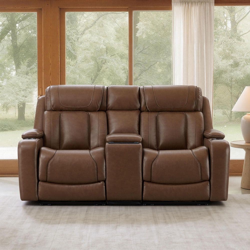 Spruce & Spring Ziva 74.41 in. Light Brown Triple Motor Square Arm ...