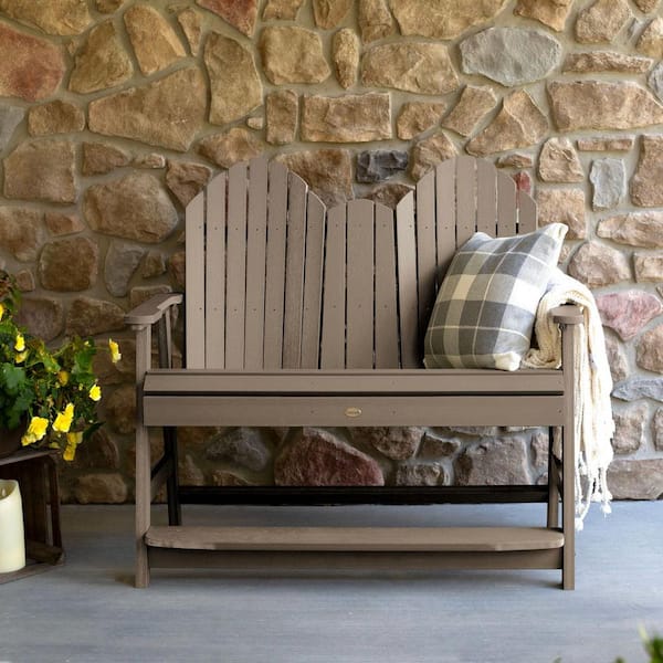 Highwood Hamilton 4ft 2-Person Woodland Brown Recycled Plastic Counter Height Bench