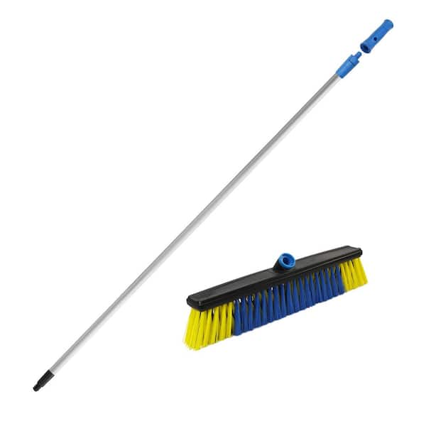 Unger Lock-On 60 in. Aluminum Dual Ended Pole and Lock-On 20 in All Surface Push Broom Head