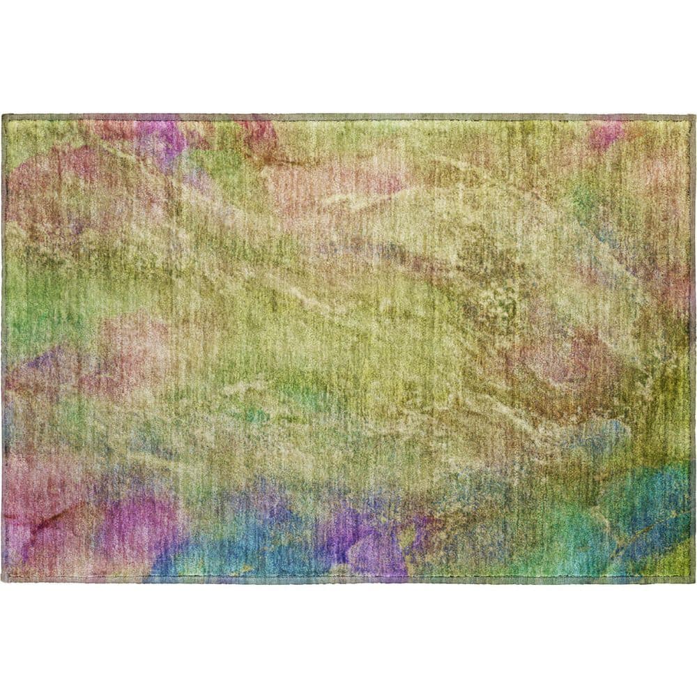Mayfield Premium Machine Washable Abstract AMF2308 Green 3 ft. x 4 ft. Area Rug price history on PriceWatchPro