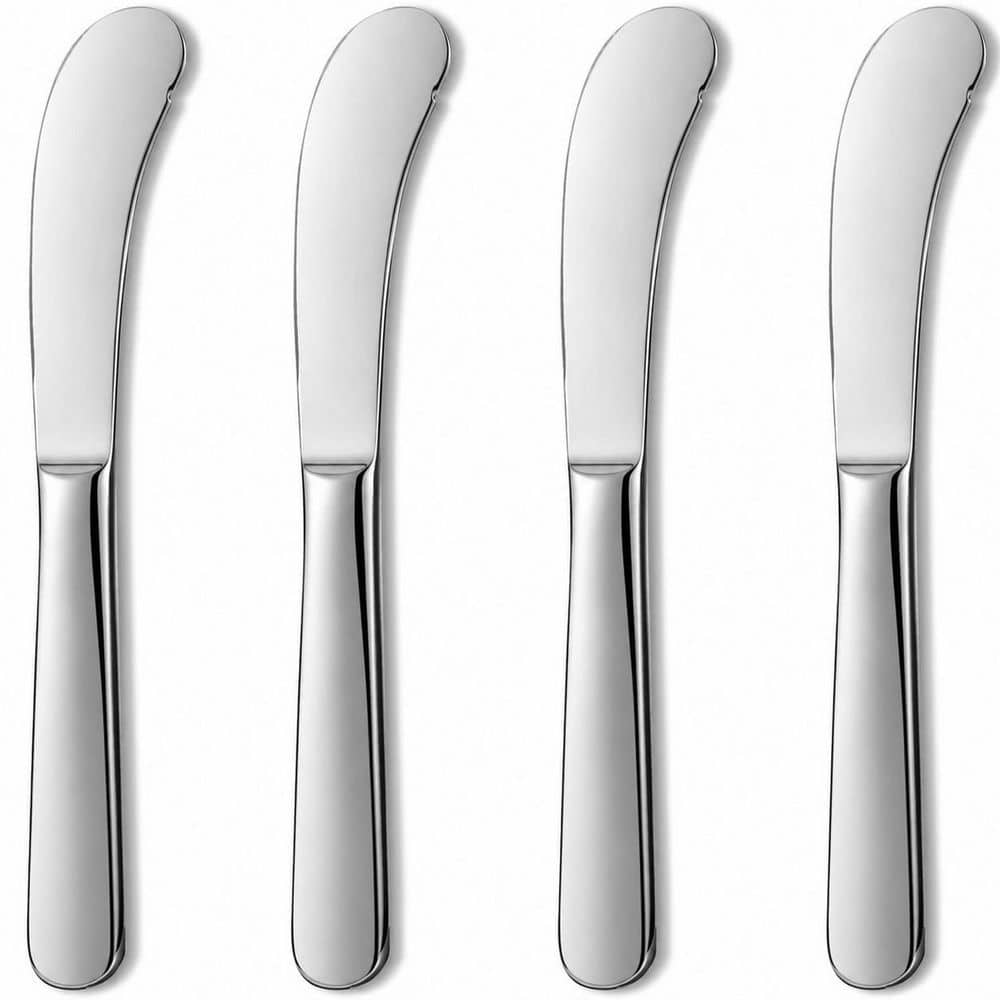 6.7 in. Butter Knife 4-Pack Stainless Steel Dishwasher Safe Balanced Weight Durable Rust Resistant Cheese Knives Set