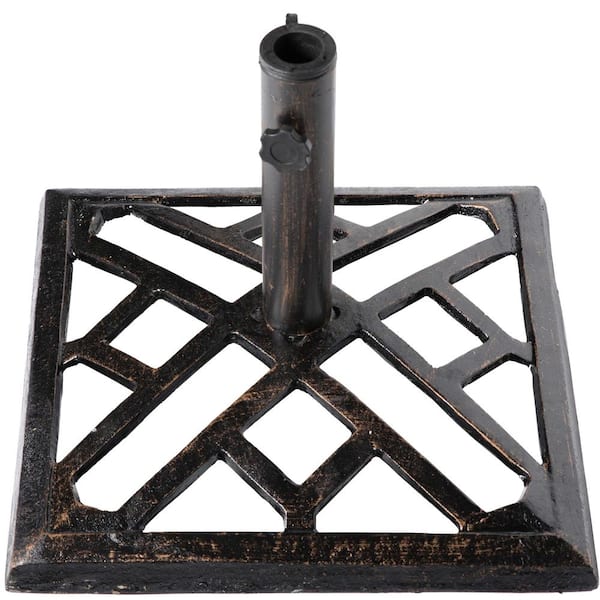 Gardenised 19 lbs. Square Cast Iron Patio Umbrella Base Stand in Bronze