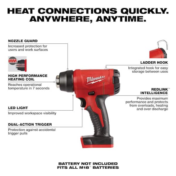 Milwaukee M18 18V Lithium-Ion Cordless Compact Heat Gun (Tool-Only) 2688-20  - The Home Depot