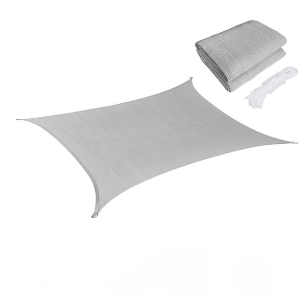 10 ft. x 13 ft. Light Grey Rectangle Premium Permeable Sun Shade Sail with Stainless Steel D-Rings, 95% UV Rays Block
