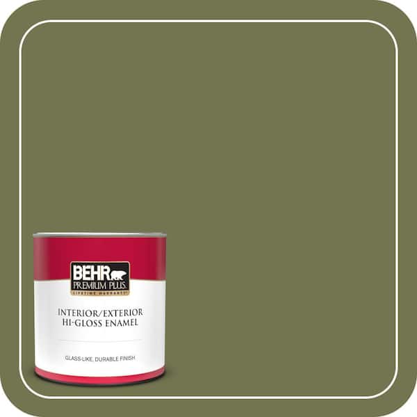 BEHR PREMIUM PLUS 1 qt. #S360-6 Secret Meadow Hi-Gloss Enamel Interior/Exterior Paint & Primer