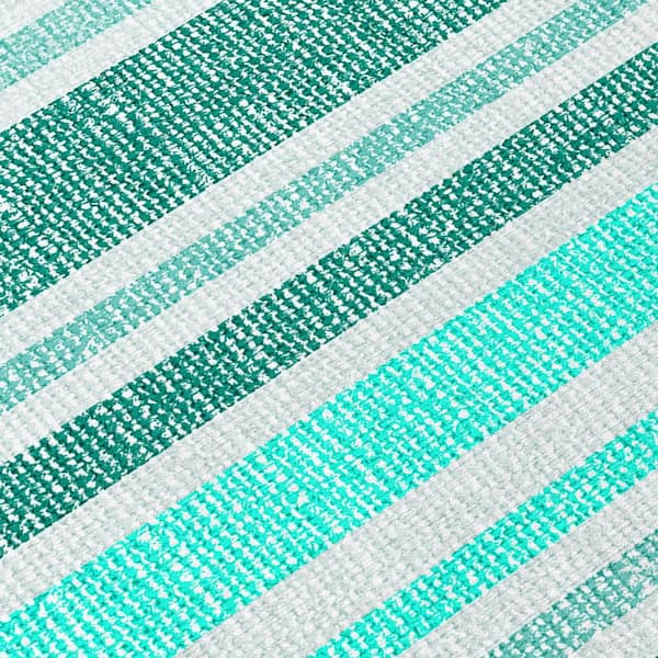 Turquoise 2 ft. x 3 ft. Woven Striped Polyester Rectangle Indoor/Outdoor Area Rug