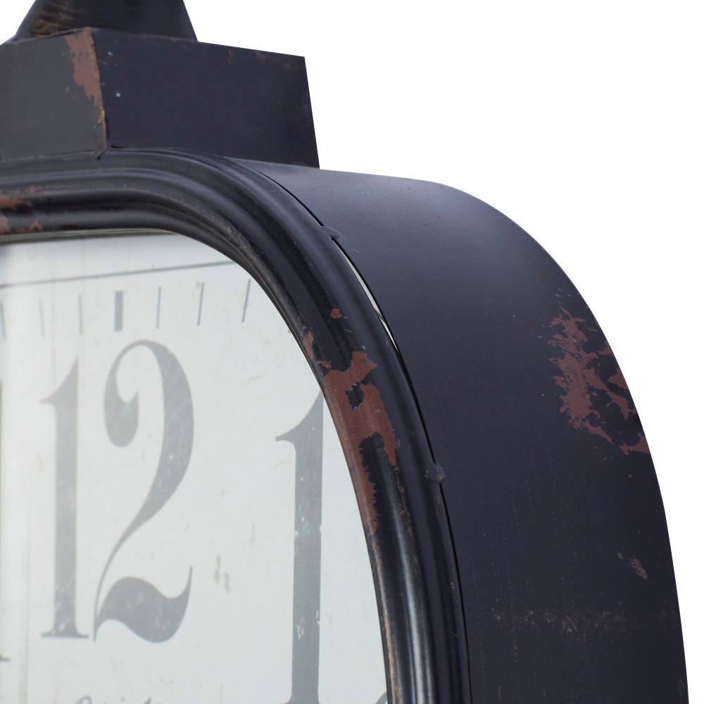 Vintage Black Metal Distressed Pocket Watch Style Wall Clock
