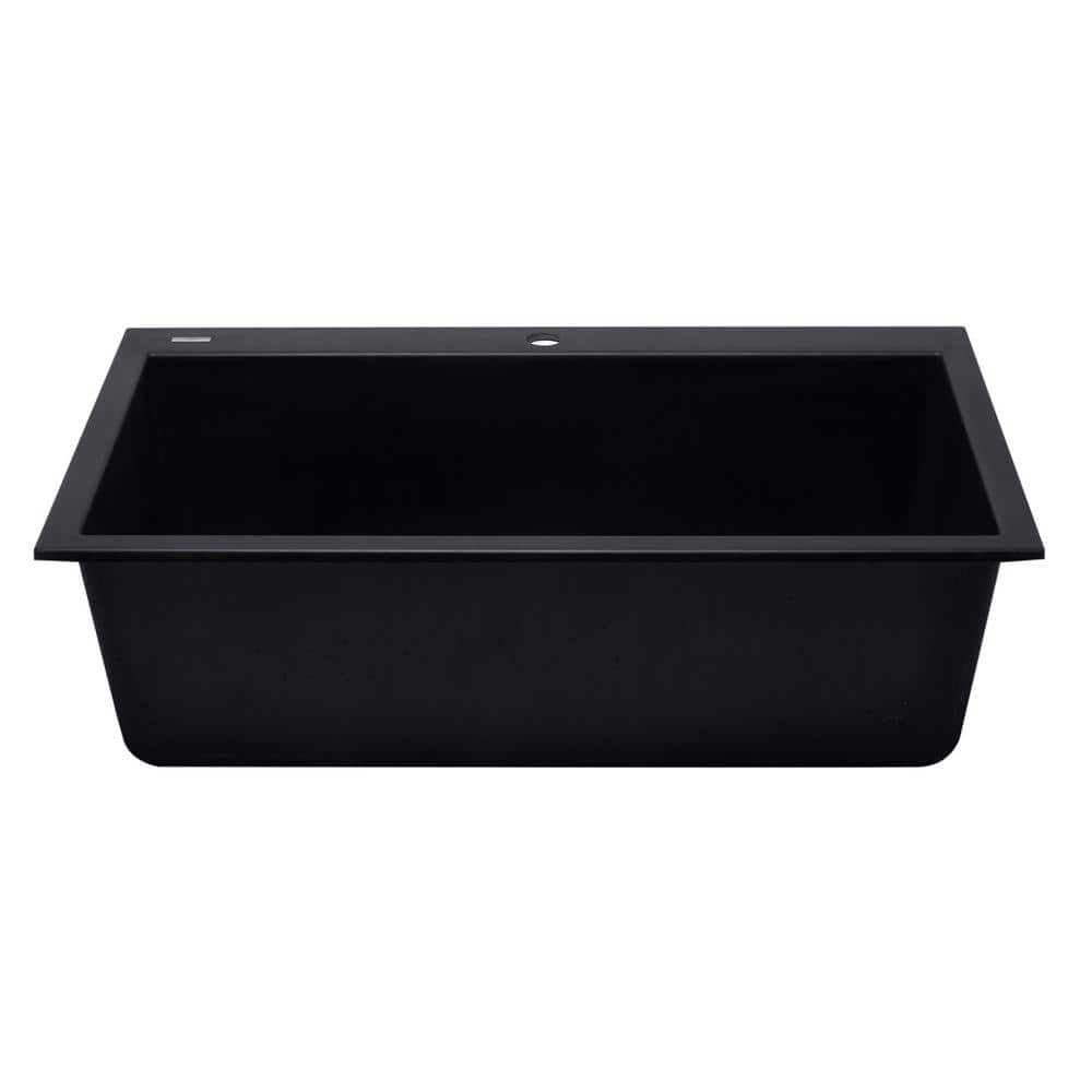33'' Black Granite Single Bowl Drop-In Kitchen Sink