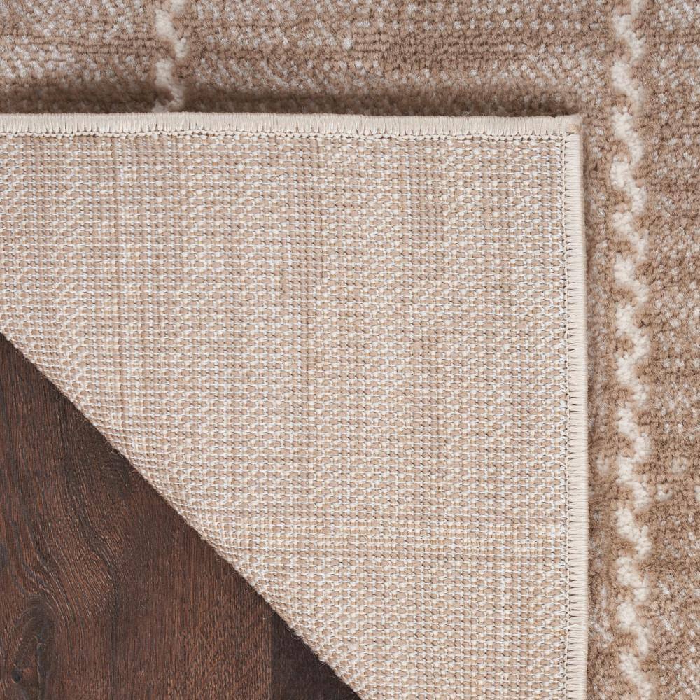 Mocha Ivory Geometric 5' x 7' Synthetic Area Rug