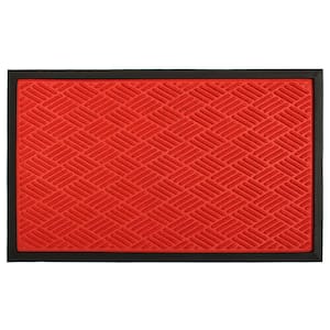 Red 18 in. x 30 in. Orange Rubber Poly Doormat