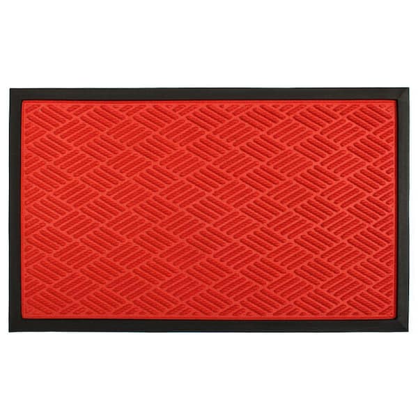 Unbranded Red 18 in. x 30 in. Orange Rubber Poly Doormat