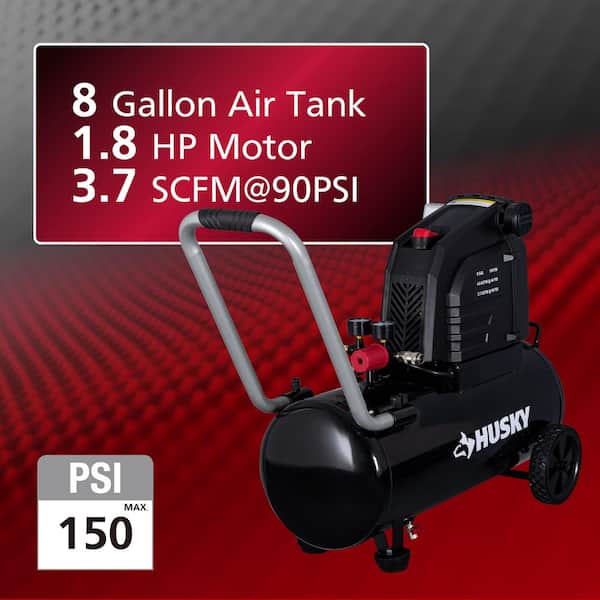 8 Gal. 150 PSI Portable Electric Oil-Free Horizontal Hotdog Air Compressor with Rubber Wheels and 1-Quick Coupler