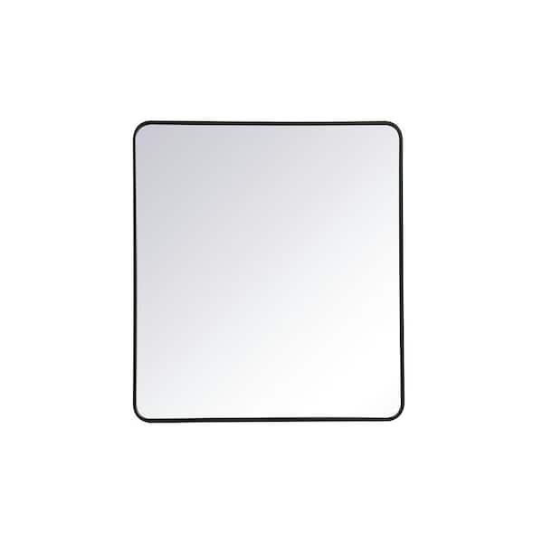 Unbranded Timeless Home 36 in. W x 40 in. H x Modern Soft Corner Metal Rectangle Black Mirror