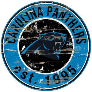 24" NFL Carolina Panthers Round Distressed Sign