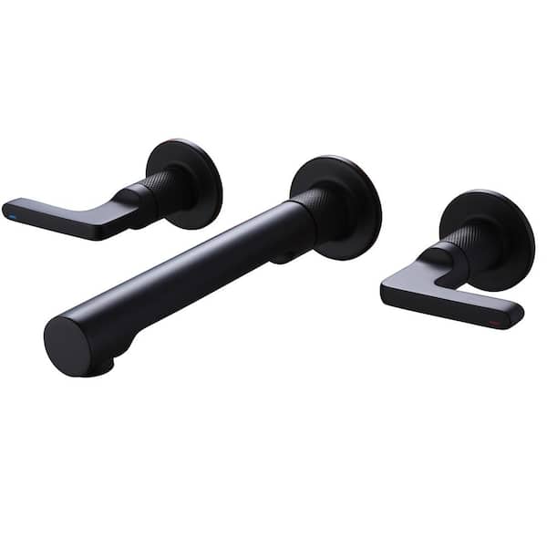 Dimakai 8 in. Widespread Double Handles Wall Mounted Bathroom Faucet in Matte Black