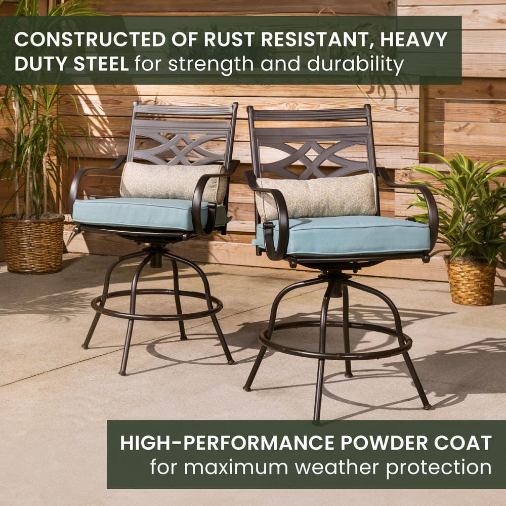 Montclair 9-Piece Ocean Blue High-Dining Patio Set with Swivel Chairs