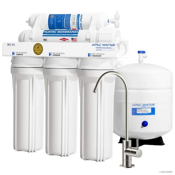 APEC Water Systems Ultimate Premium Quality WQA Certified 90 GPD Under-Sink Reverse Osmosis Drinking Water Filter System (Brushed Nickel)