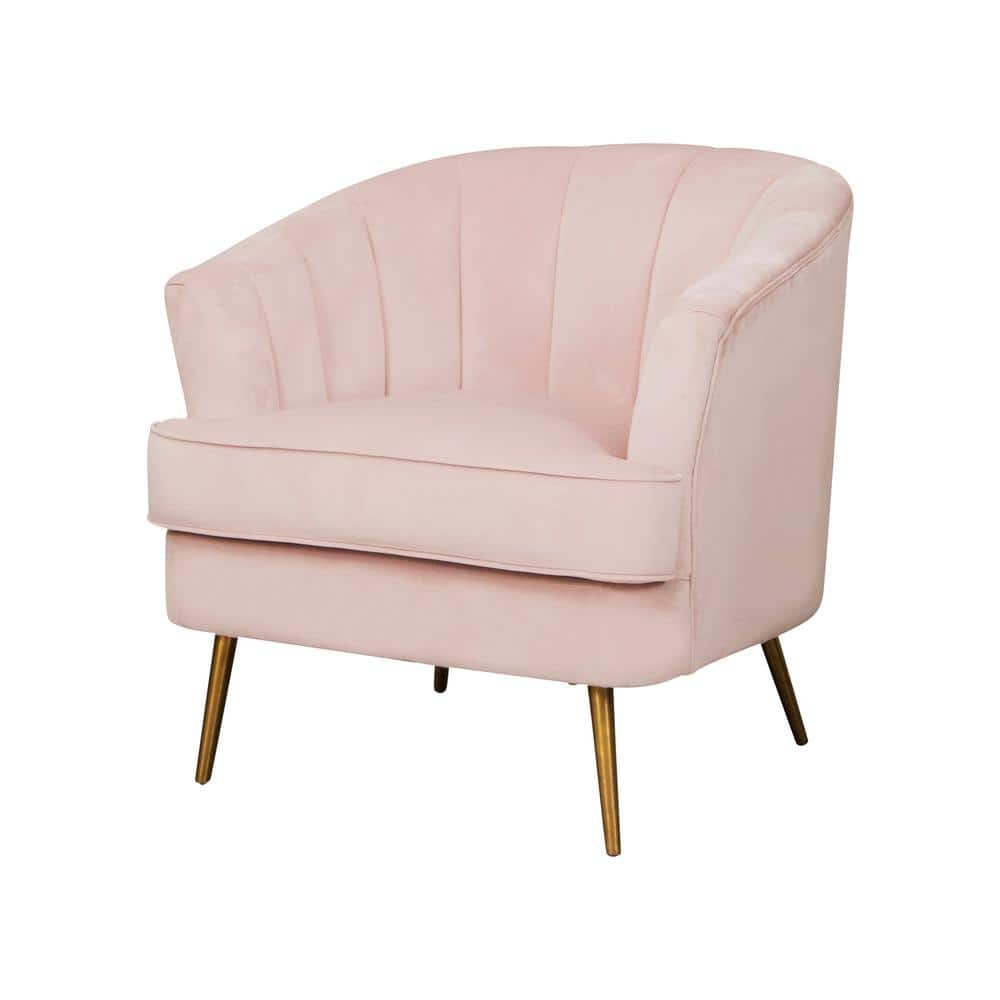 DEVON & CLAIRE Beverly Channel Tufted Pink Velvet Accent Chair BRA026