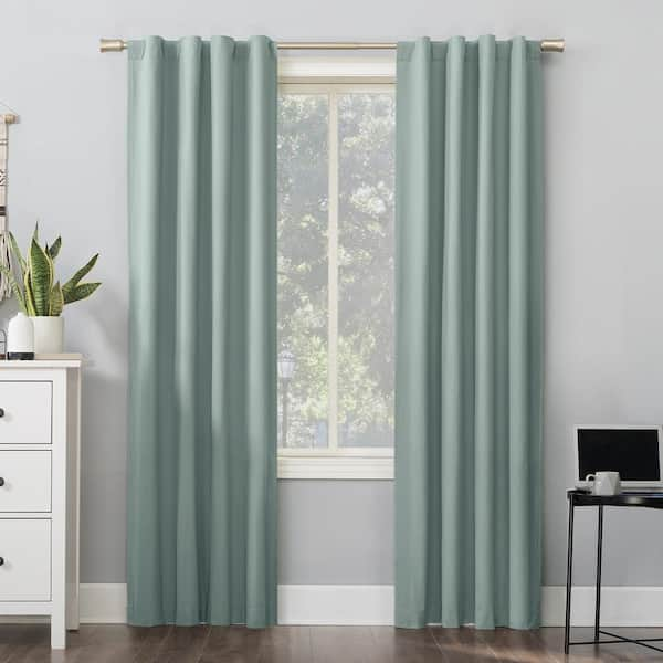 Sun Zero Cyrus Misty Blue Polyester Solid 40 in. W x 63 in. L Noise ...