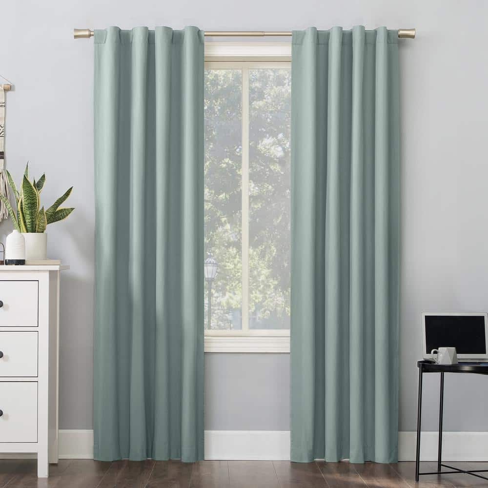 Sun Zero Cyrus Misty Blue Polyester Solid 40 in. W x 84 in. L Noise ...