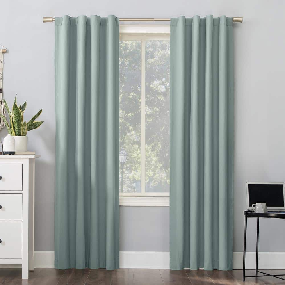 Cyrus Misty Blue Polyester Solid 40 in. W x 96 in. L Noise Cancelling Grommet Blackout Curtain price history on PriceWatchPro