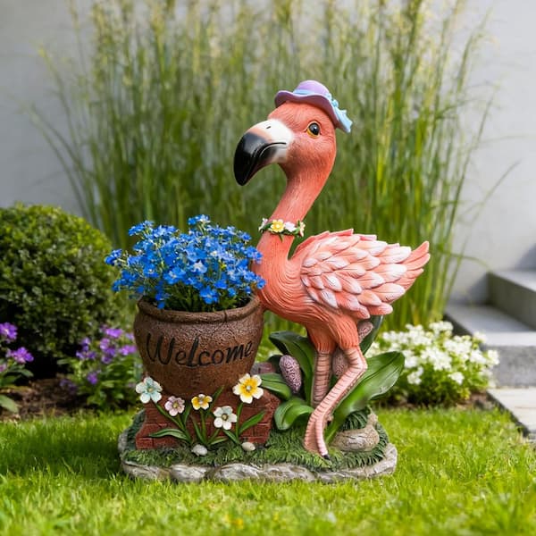 maocao hoom Outdoor Garden Sculpture Flamingo Flower Pot Planter