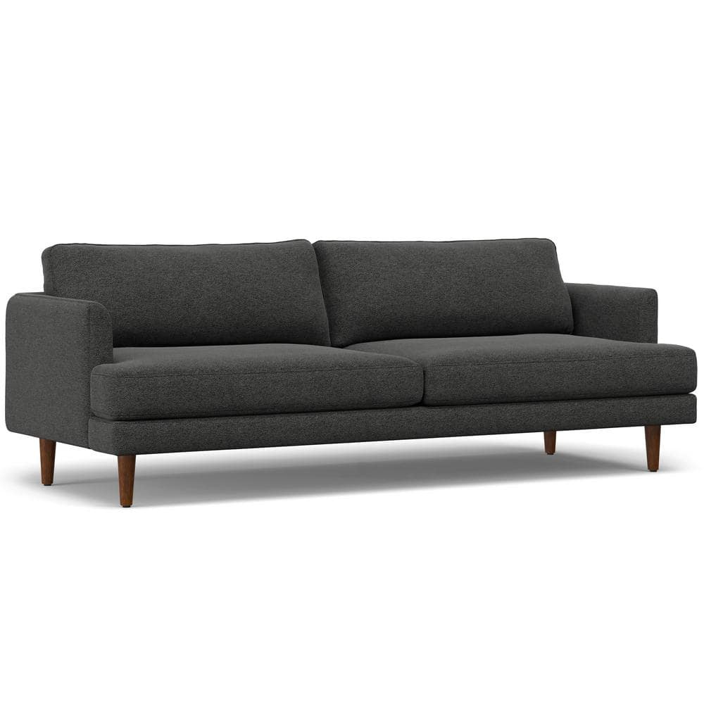 Charcoal Grey 90-Inch Fabric Lawson Sofa with Wood Legs