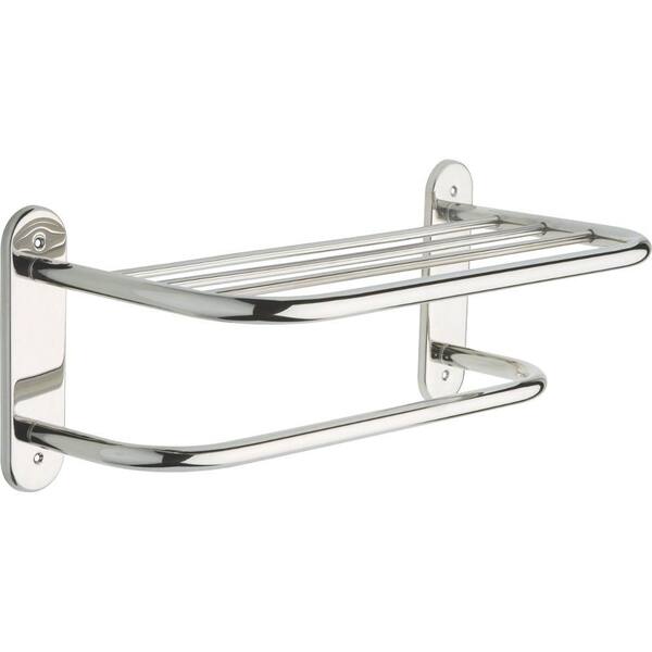Delta 18 in. W Exposed Mounting Towel Shelf with 1-Bar in Bright Stainless Steel