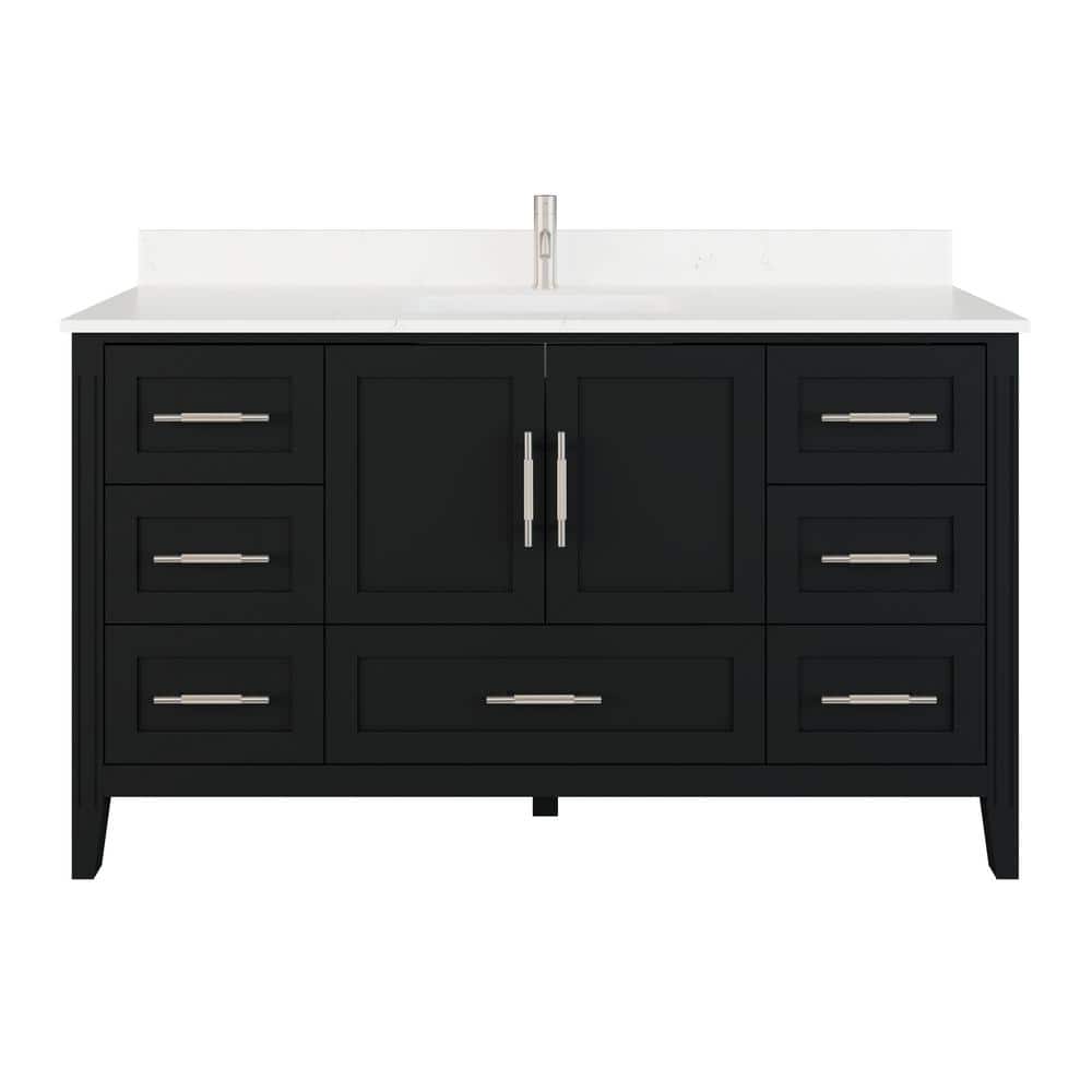 Houston 60 in. W x 22 in. D Bath Vanity in Espresso Diamond Quartz Top with