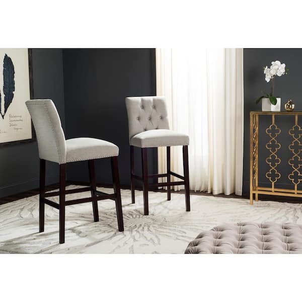Norah 31.5 in. Light Gray/Dark Brown Bar Stool (Set of 2)