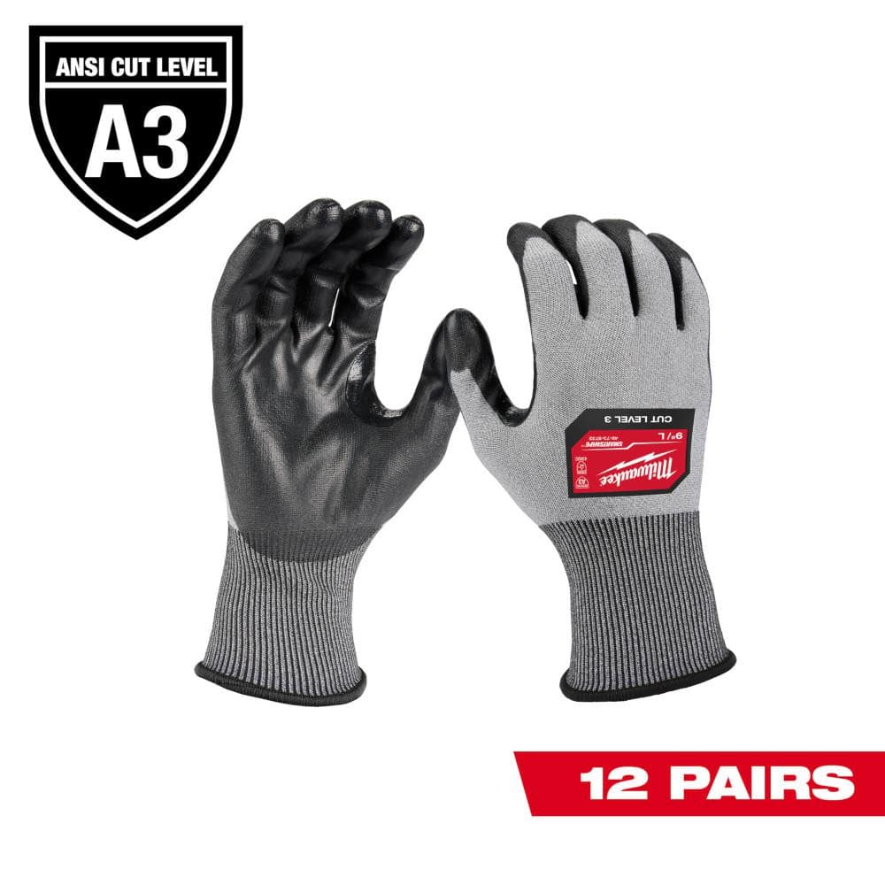 Large High Dexterity Cut 3 Resistant Polyurethane Dipped Outdoor & Work Gloves (12-Pack) price history on PriceWatchPro